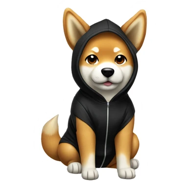 Shiba Inu in a black hoodie with horns sticker