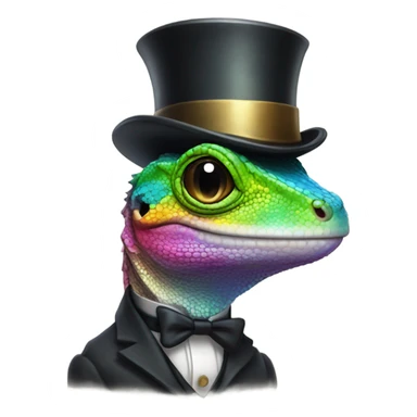 Rainbow lizard in a top hat with a monocle sticker