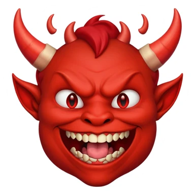 licking teeth with devil horns sticker
