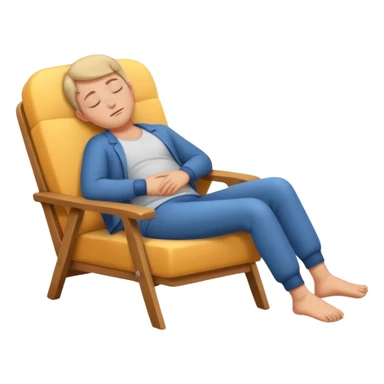 A lazy emoji, a person sleeping on a chair sticker