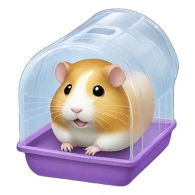 Hamster in clear plastic cage with clear plastic tunnels sticker