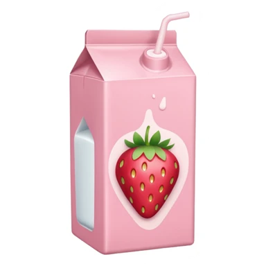 a pastel pink strawberry milk carton with a strawberry pictured on it and it says "strawberry" sticker