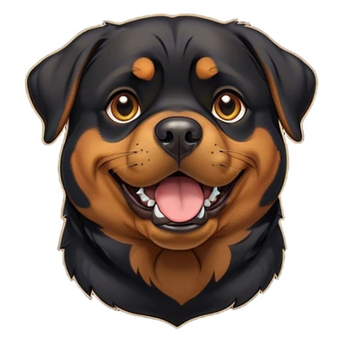 Cinematic Comical Rottweiler Portrait Emoji, Head tilted dramatically with an exaggeratedly amused or surprised expression, featuring a robust black coat with bold tan accents, wide, expressive brown eyes filled with exaggerated disbelief, Simplified yet hilariously expressive features, highly detailed, glowing with a slightly sassy glow, high shine, dramatic yet playful, stylized with an air of cheeky defiance, bright and endearing, soft glowing outline, capturing the essence of a spirited and over-the-top guardian, so meme-worthy it feels like it could side-eye its way into internet fame instantly! sticker