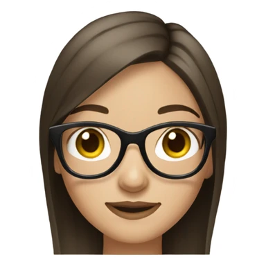  Brunette straight hair girl with braces and black glasses  sticker