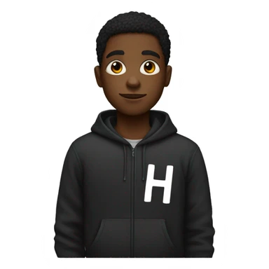 Black  boy with black sweatshirt with the letter H in the sweatshirt  sticker