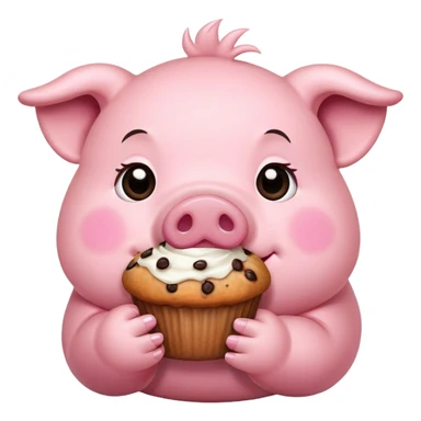 A pig eating a muffin  sticker