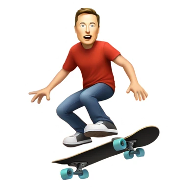Elon Musk riding a skateboard over a volcano sticker