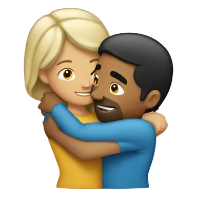 Blond man and hispanic woman hug each other sticker