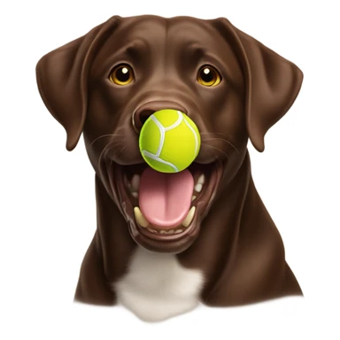 Tennis ball in chocolate lab mouth sticker