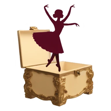 burgundy music box with a silhouette of a ballerina sticker