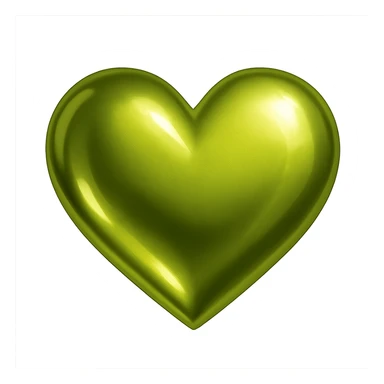 heart with a metallic chartreuse finish, digital illustration sticker