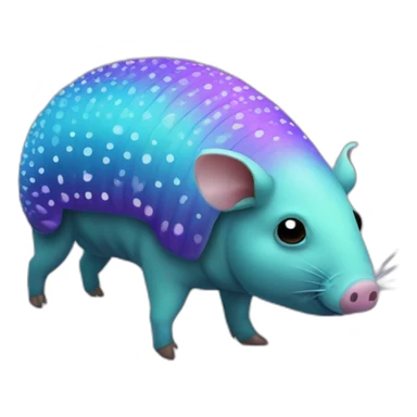 Iridescent spotted striped cyan purple gradient pig armadillo cow centipede insect with star markings star shaped spots sticker