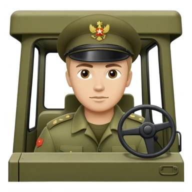 Russian soldier driving military truck kamaz sticker