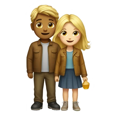 boy and girl with blond hair with honey in their hands sticker
