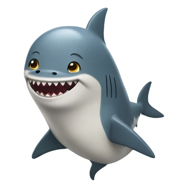 Patado wearing a shark costume and has seal on head sticker
