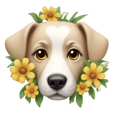 Dog with flowers  sticker