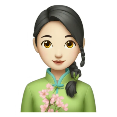 A Chinese girl with the warmth of spring sticker