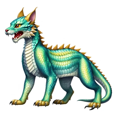 Shiny exotic iridescent Dragon-Tiger-type Lynx-Caracal-Crocodile-Bobcat-Fakémon-creature full body sticker
