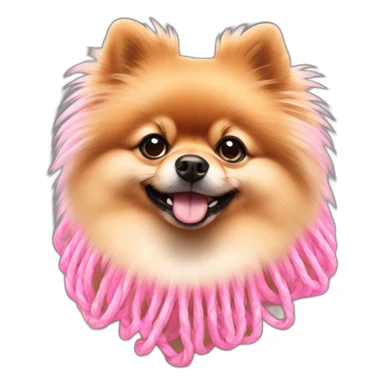 A pomeranian dog with pink knots sticker