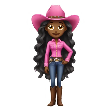 Pretty black cowgirl woman long hair pink cowgirl hat sticker