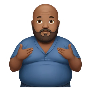 Fat black bald guy with beard shrugging sticker