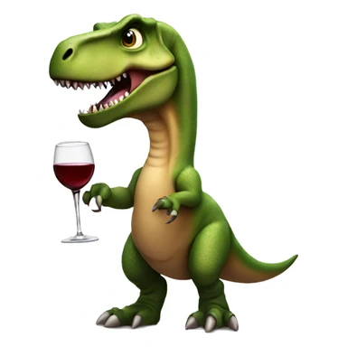 T-Rex holding wine glass sticker