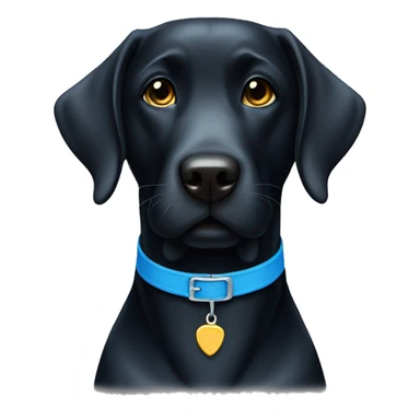 Black lab with bright blue collar sticker