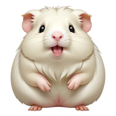 Cinematic Cute Yawning White Guinea Pig Portrait Emoji, Head tilted slightly with a dramatic, wide-open yawn, revealing a soft, downy white coat with tiny drooping ears, round dark eyes barely open in drowsy contentment, Simplified yet irresistibly adorable features, highly detailed, glowing with a soft, cozy glow, high shine, relaxed yet expressive, stylized with a touch of whimsy, bright and endearing, soft glowing outline, capturing the essence of a sleepy yet affectionate guinea pig, so drowsy it feels like it could stretch right out of the screen and curl up for a nap! sticker