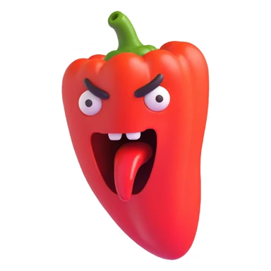 evil pepper with brain sticking out and screaming, no text sticker