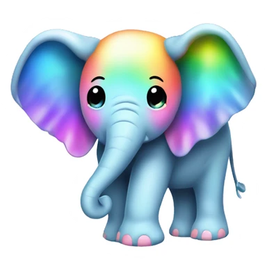 Kawaii bedazzled pastel neon rainbow elephant sticker