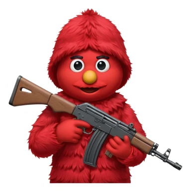 elmo with an AK47 and an bivak sticker