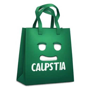 Dark green shopping bag with inscription «CAPUSTA» sticker