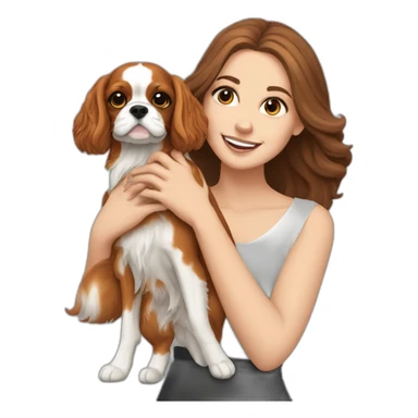 white girl holding cavalier king charles spaniel  sticker