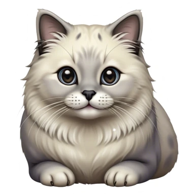 Cinematic Adorable Fluffy Grey Seal Ragdoll Cat Portrait Emoji, Head tilted cutely with big, sparkling eyes, soft grey fur with darker seal points on the ears, face, and paws, Simplified yet irresistibly adorable features, highly detailed, glowing with a soft, warm glow, high shine, affectionate and playful, stylized with a touch of whimsy, bright and endearing, soft glowing outline, capturing the essence of a curious and loving kitten, so cute it feels like it could leap out of the screen and snuggle up for a cuddle! sticker
