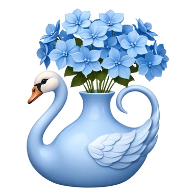 Light blue swan shaped vase with blue flowers in it sticker