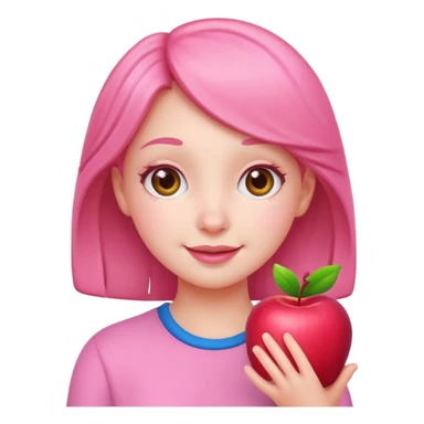 cute pink girl with cheerful pose. apple emoji style sticker