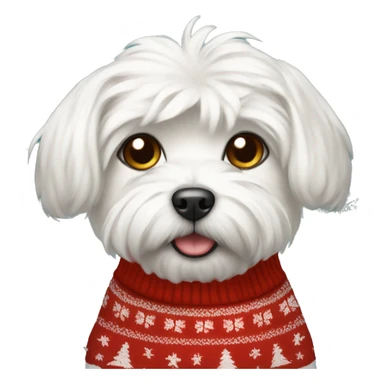 Maltese dog in Christmas sweater  sticker