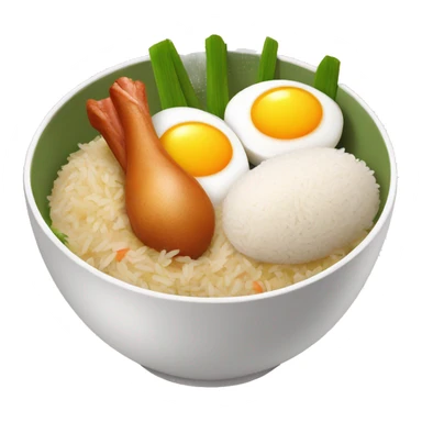 rice bowl with two eggs and two chicken drumstick sticker