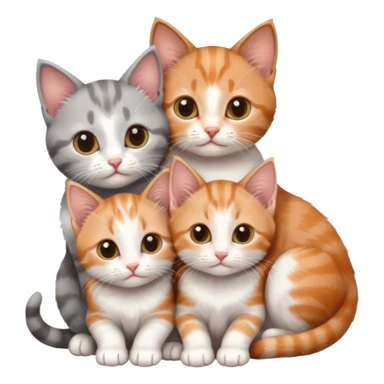 6 tiny kittens cuddling together all different colours, the first one is grey and white, the second is ginger and white and the third is brown tabby and white sticker