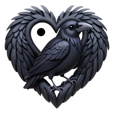 goth themed heart with a dark raven sticker