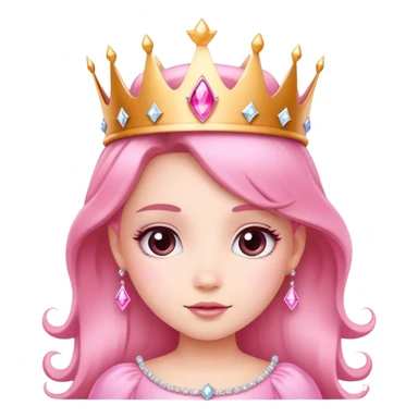 Cute pink princess with crown and sparkles sticker