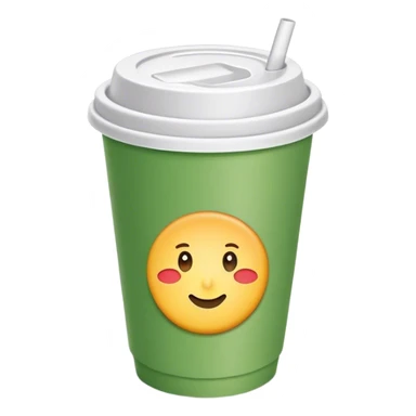 green paper small cup with plastic lid on top sticker