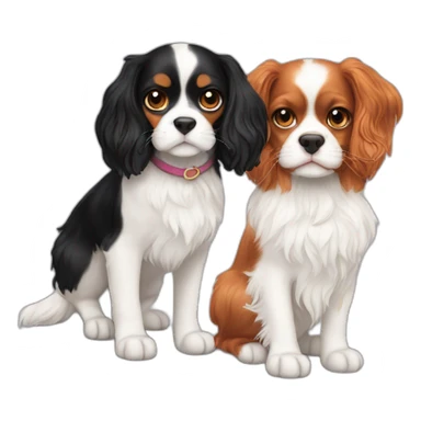 White Cat and a cavalier king charles black sticker