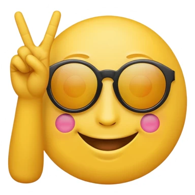 the yellow circle wearing sun glasses emoji holding up a peace sign sticker