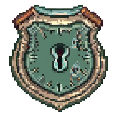 pixel art of a shield with a keyhole for privacy sticker