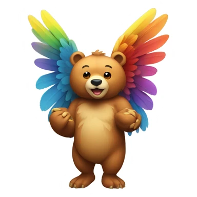 Bear with wings holding a chicken sticker