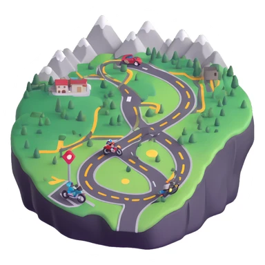 motorcycle route map with checkpoints and scenic views sticker