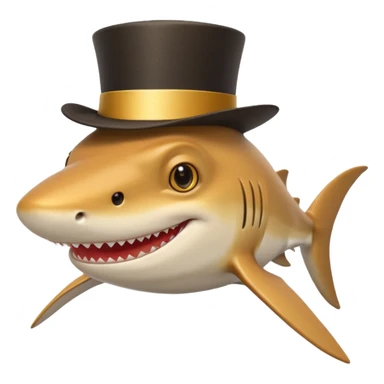 Golden shark with cilinder on his head smiling sticker