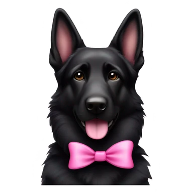Cute All Black German shepherd dog with pink bow on its head sticker