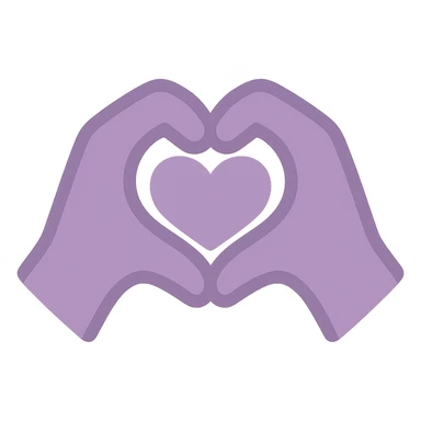 A dull purple Heart Hands sticker